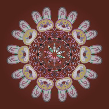 Vektör çizim. Kar tanesi süs desen. Snowflakes desen. Kar taneleri arka plan. Düz renkli arka plan üzerinde izole soyut kar taneleri tasarımıyla.