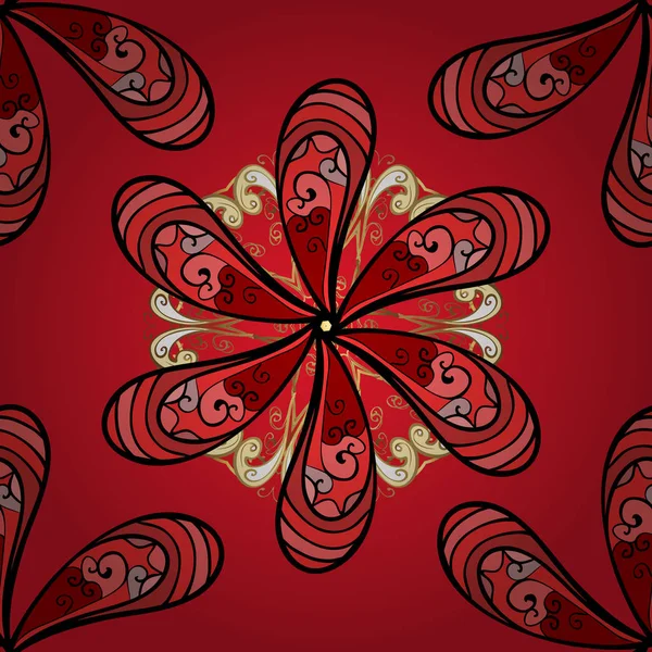 Vektör illüstrasyonunda kusursuz çiçek deseni. Renkli Bahar Temalı Kusursuz Arkaplan. Düz Çiçek Elementleri Tasarımı. Süslü kumaş deseni.