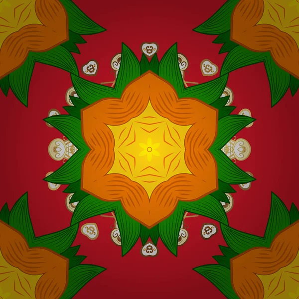 Vektör. Parlak ilham, turuncu ve yeşil çiçek boyama güzel suluboya çiçek sorunsuz arka plan yazdırma.