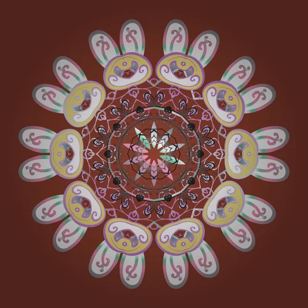 Vektör çizim. Kar tanesi süs desen. Snowflakes desen. Kar taneleri arka plan. Düz renkli arka plan üzerinde izole soyut kar taneleri tasarımıyla.