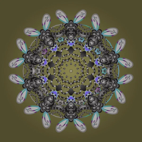 Vektör kar taneleri arka plan. Snowflakes desen. Renk arka plan üzerinde izole soyut kar taneleri ile düz tasarım. Kar tanesi renkli desen. Vektör çizim.