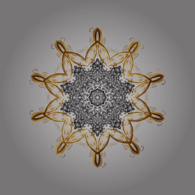 Kış yatılı. Vektör desen, süs, Noel arka plan. Çiçek sınır. Noel altın kar tanesi altın karalamalar ve gri arka plan üzerinde noktalar ile renklerde.