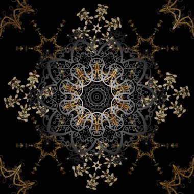 Klasik vintage arka plan. Vektör çizim. Klasik vektör altın Dikişsiz desen. Geleneksel şark süsleme. Siyah ve gri renkler altın elemanları ile Seamless Modeli.