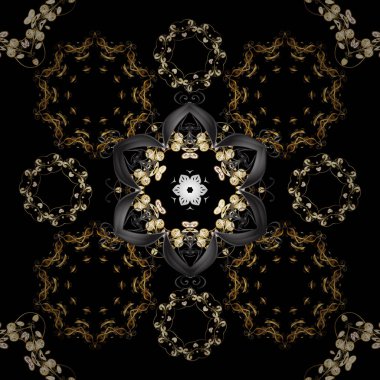 Vektör çiçek süsleme ile seamless modeli. Vintage tasarım öğesi Doğu tarzı. Süslü illüstrasyon kroki için. Süs dantel oyma. Gri, siyah renkler üzerinde geleneksel Arapça dekor.