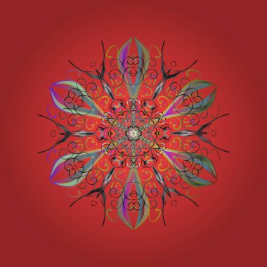 Snowflakes desen. Düz renkli arka plan üzerinde izole kar taneleri tasarımı. Vektör çizim. Kar taneleri arka plan. Kar tanesi dekoratif desen.