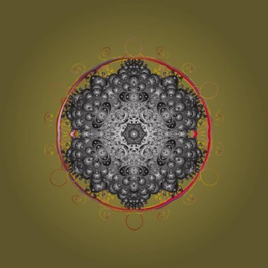 Kar tanesi süs desen. Snowflakes desen. Düz renkli arka plan üzerinde izole soyut kar taneleri tasarım. Vektör çizim. Kar taneleri arka plan.