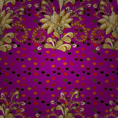 O-ebilmek var olmak kupa parmak izi kullanılan, Bebek Giyim, kroki, kutuları vb kaydırma. Zarif, parlak ve sorunsuz mor, kahverengi ve sarı çiçek desen tasarım.