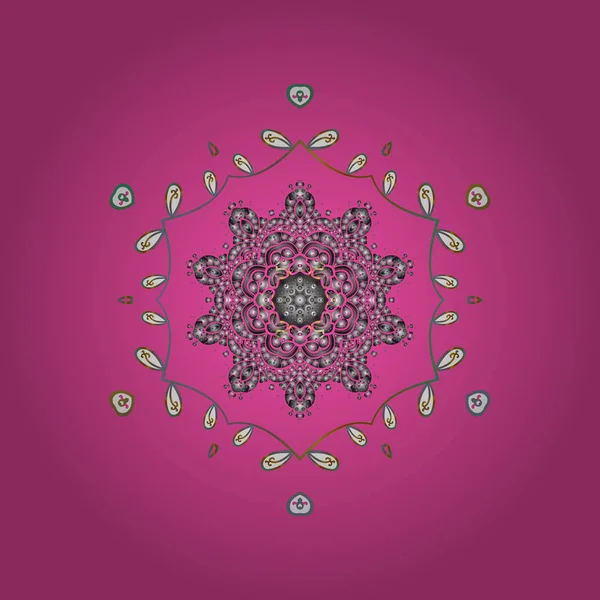 Snowflakes desen. Vektör çizim. Düz renkli arka plan üzerinde izole soyut kar taneleri tasarım. Kar tanesi süs desen. Kar taneleri arka plan.