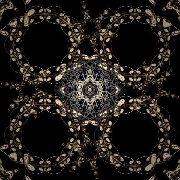 Безшовна Ілюстрація Золотистого Кольору Золотий Безшовний Візерунок Коричневих Чорних Кольорах — стоковий вектор