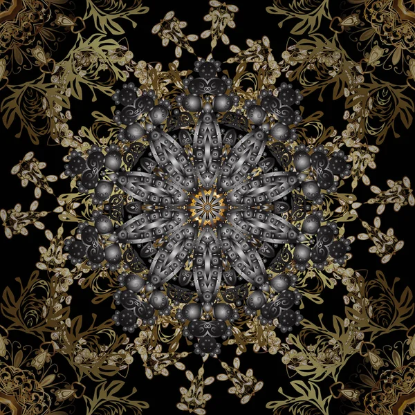 Květinový Vzor Bezešvé Bezproblémové Vektorové Pozadí Skica Barokní Damašek Grafický — Stockový vektor