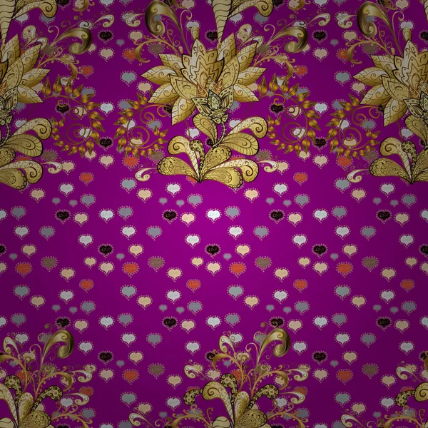 Çiçekler mor, kahverengi ve bej renkler. Kumaş desen doku papatya çiçekler detay.