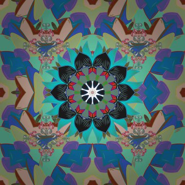 Vektör şirin kumaş deseni. Bahar Tema Dikişsiz desen arka plan rengi. Sorunsuz vintage. Düz çiçek öğeleri tasarım.