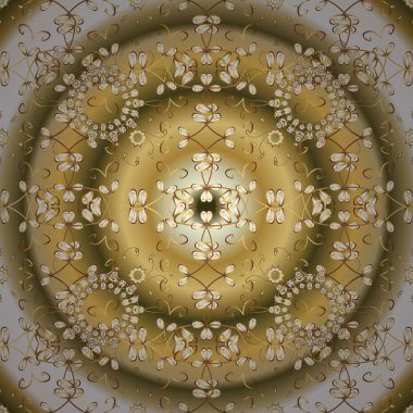 Geleneksel klasik altın desen. Vektör şark süsleme. Sarı ve bej renkleri altın elemanları ile altın izi. Barok tarzında sorunsuz şark süsleme.