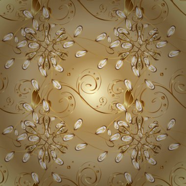 Renkleri altın öğelerinde. Sorunsuz şark süsleme Barok tarzında. Geleneksel klasik vektör altın seamless modeli.