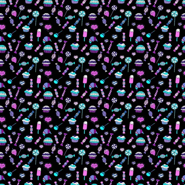 Nahtloser Hintergrund Kuchen Aquarell Illustration Nahtloses Muster Niedlichen Geburtstagshintergrund Auf — Stockvektor