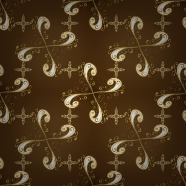 Seamless altın modeli. Renkleri altın elemanları ile altın izi. Vektör şark süsleme.