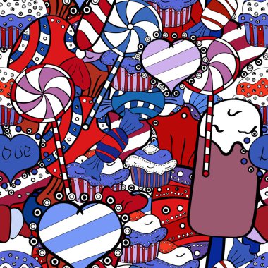 Vektör tatlılar ve şekerler. Sorunsuz şekerler. Vektör.