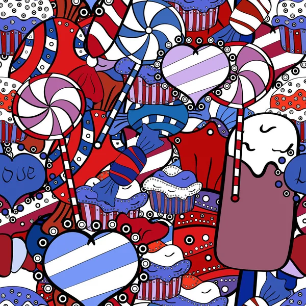 Vektör tatlılar ve şekerler. Sorunsuz şekerler. Vektör.