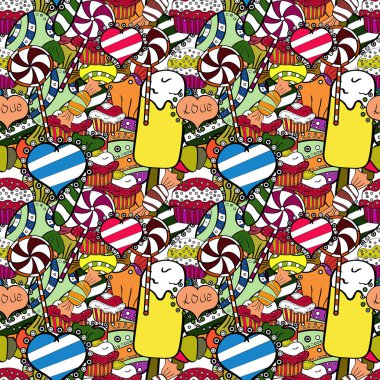 Vektör. Sorunsuz şekerler. Vektör şeker ve tatlılar.