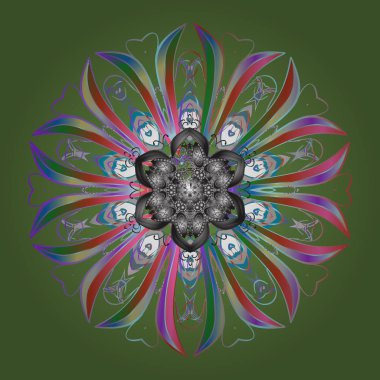 Mandala izole. Kar tanesi süsleme yeşil bir arka plan üzerinde. Kar tanesi süsleme nesne. Kar tanesi süs vektör çizim.