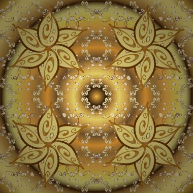 Vektör çizim. Klasik vektör altın Dikişsiz desen. Geleneksel şark süsleme. Kahverengi ve sarı renkler altın elemanları ile Seamless modeli. Klasik vintage arka plan.