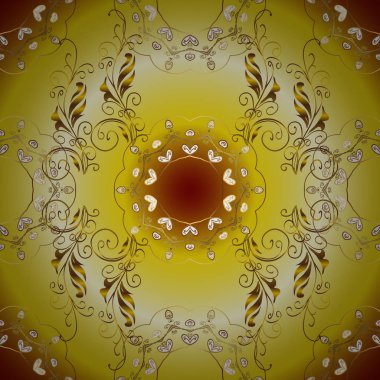 Sorunsuz şark süsleme Barok tarzında. Sarı ve kahverengi renkleri altın öğelerinde. Geleneksel klasik vektör altın seamless modeli.