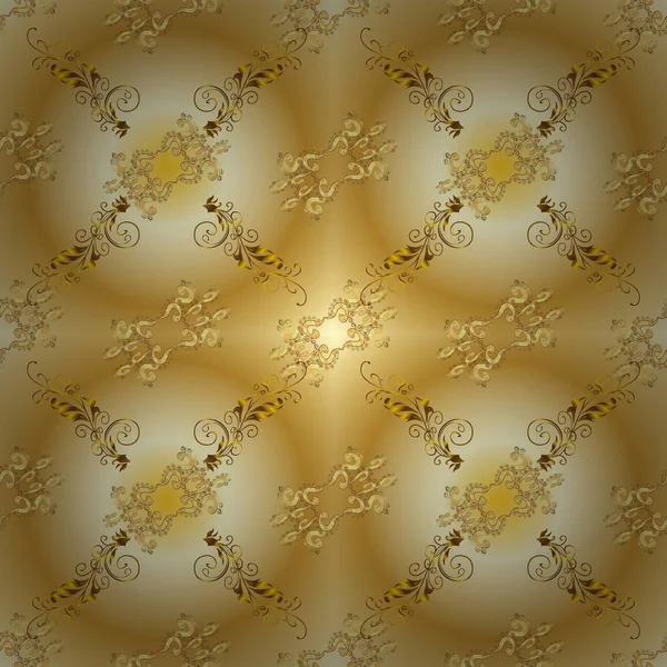 Ilustração Vetorial Decoração Ornamentada Damasco Ouro Abstrato Flor Sem Costura — Vetor de Stock