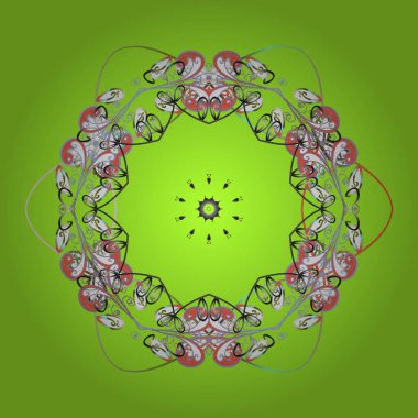 Snowflakes desen. Vektör çizim. Kar taneleri arka plan. Düz renkli arka plan üzerinde izole soyut kar taneleri tasarım. Kar tanesi dekoratif desen.