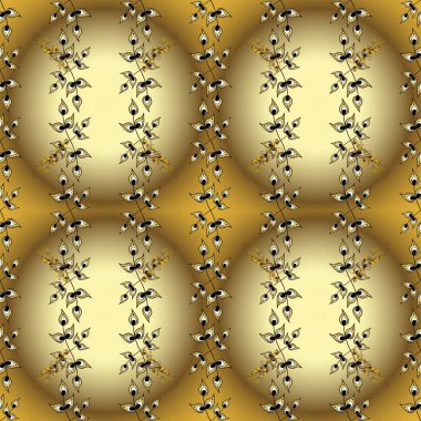 Kahverengi ve nötr renkler altın elemanları ile altın izi. Vektör şark süsleme. Geleneksel klasik altın desen. Barok tarzında sorunsuz şark süsleme.