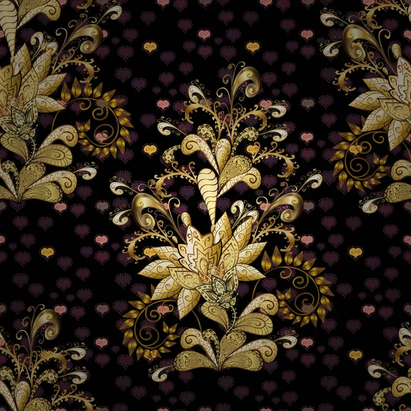 Millefleurs Joli Modèle Vintage Sac Alimentation Petites Fleurs Jaunes Noires — Image vectorielle