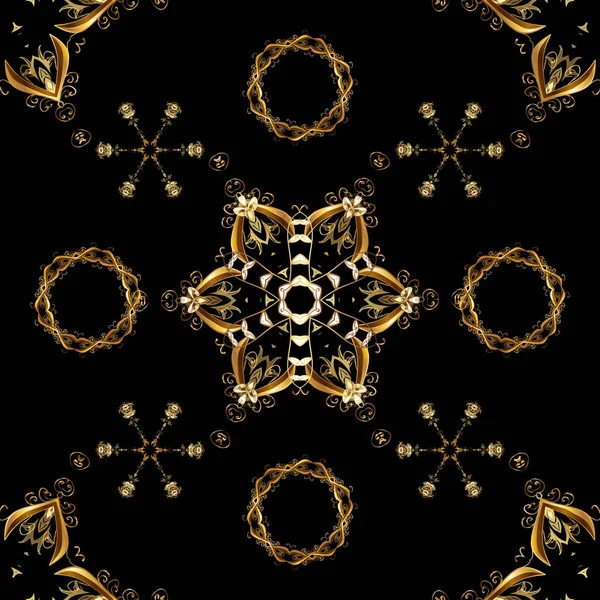 Fond Brun Noir Avec Garniture Dorée Meubles Style Classique Motif — Image vectorielle