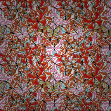 Görünümü kapatın. FreeHand doğrusal mürekkep el sanat retro tileable Ajur tasarım tarzı çizilmiş logo. Sevimli vahşi sinek hexapods yavaşça siyah, beyaz ve turuncu zemin üzerinde izole.