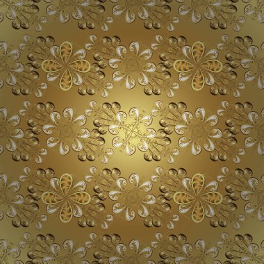 Süslü vektör dekorasyon. Bej ve sarı renkleri altın öğesinde. Vintage Barok çiçek seamless modeli bej ve sarı altın. Lüks, Kraliyet ve Victoria kavramı.