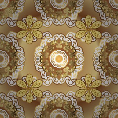 Klasik vintage arka plan. Geleneksel şark süsleme. Klasik vektör altın seamless modeli. Bej ve kahverengi renkleri altın elemanları ile Seamless Modeli.