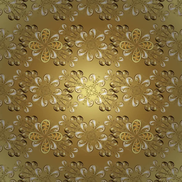 Décoration Vectorielle Ornée Elément Doré Sur Les Couleurs Beige Jaune — Image vectorielle