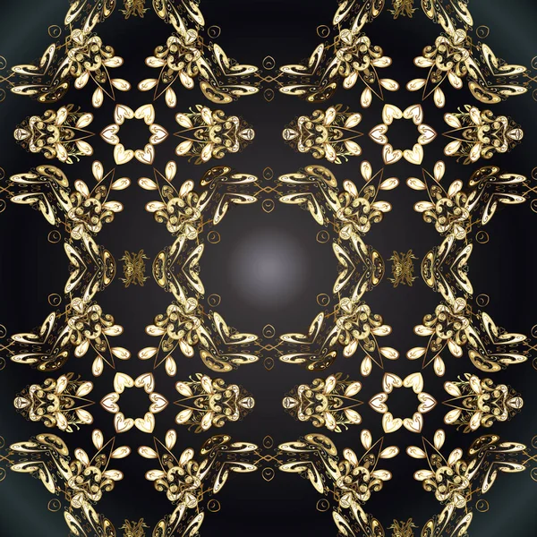 ベクトル東洋飾り シームレスな黄金パターン 黄金の要素と灰色と黒の色のシームレス パターン — ストックベクタ