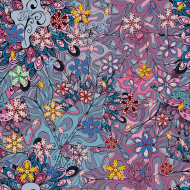 Sorunsuz nazik, siyah, mavi ve nötr renkler bahar. Vektör - hisse senedi. Modern şık doku.