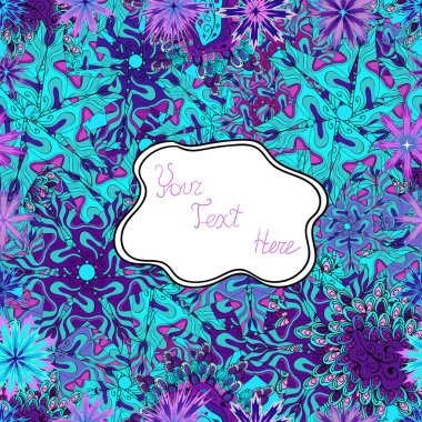 Bir beyaz, mavi ve mor renkler vektör çizim görüntüler. Dikişsiz desen zarif Dekoratif süsleme moda için baskı, karalama defteri, ambalaj kağıdı, duvar kağıdı.