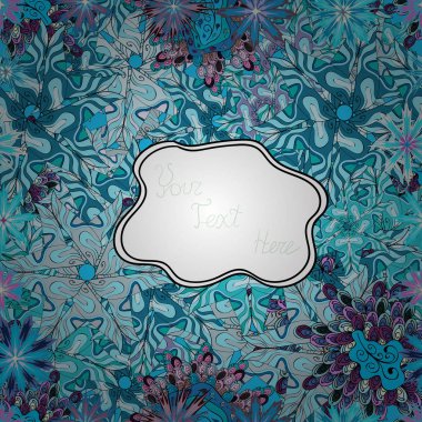 Vektör çizim. Mavi, beyaz ve nötr renkler. Karalamalar. Kartları, Davetiyeler, tarihi kartları ve daha birçok kaydetmek için kullanılabilir. Sorunsuz dekoratif arka plan.