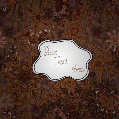 Sorunsuz şirin kumaş deseni. Vektör çizim. Güzel arka plan. -hisse senedi. Soyut karalamalar desen. Siyah, kahverengi ve beyaz renkler.