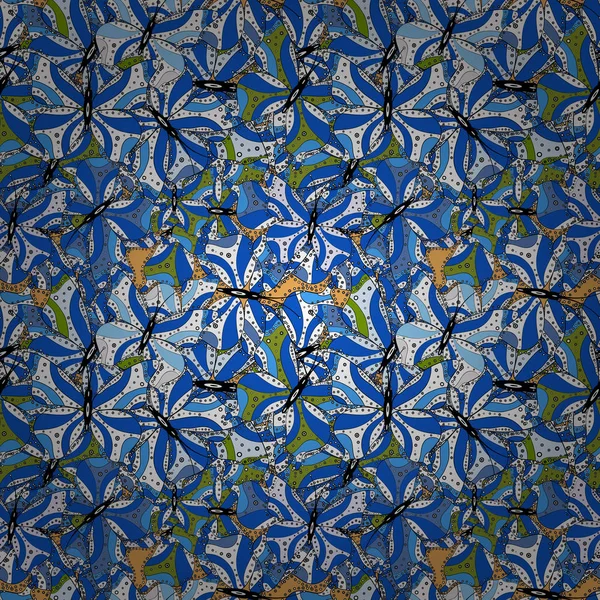 재고입니다 패브릭 패턴입니다 한다면 귀여운 패턴입니다 블루와 화이트 색상에 — 스톡 벡터