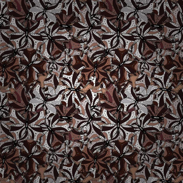 茶色と黒の色で 素敵な背景 ベクトルの図 抽象的な落書きのパターン シームレスなかわいい生地パターン — ストックベクタ