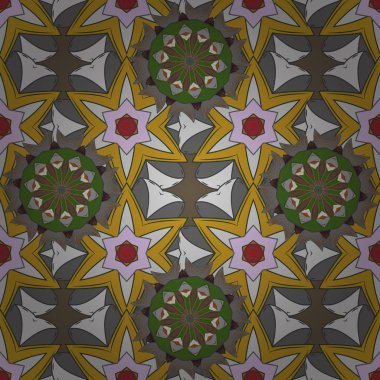 Yeşil, sarı ve gri renklerde çiçek deseni kusursuz, elle çizilmiş chamomiles, papatyalar. Yinelenen çiçek fon, Zarif yeşil, sarı ve gri çiçek kroki.