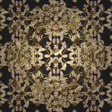 Sorunsuz dokulu bukleler. Bir gri ve kahverengi renkleri altın elemanları ile oryantal tarzı Arabesk altın desen. Vektör altın desen.