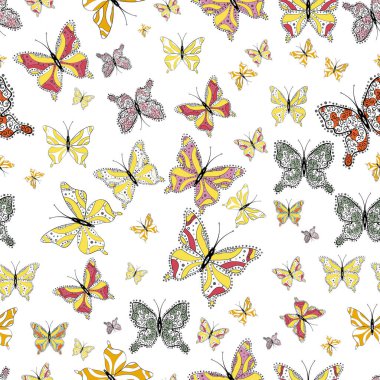 Vektör illüstrasyon. Doğa kelebeği yüksek kalite. Su rengi filtresi etkisi siyah, beyaz ve sarı resimler. Vintage tarzda.