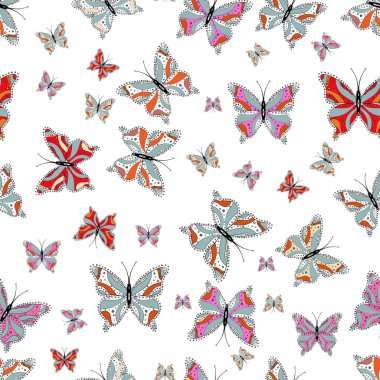 Baskıyı tekrarlayın. Vektör illüstrasyon. Nötr, siyah ve beyaz soyut suluboya kelebekler ihale teal ile sorunsuz bir arka plan deseni. Sonsuz.