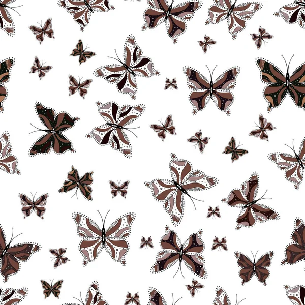 Bilder Weißen Grauen Und Braunen Farben Schöne Schmetterling Vektor Muster — Stockvektor