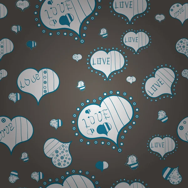 Diseño Amor Con Elementos Lindos Sin Costuras Corazones Grunge Azules — Vector de stock