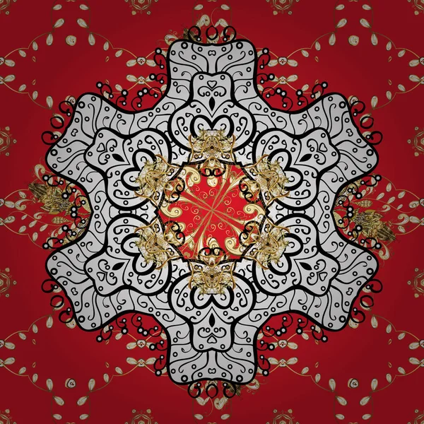 Векторная Иллюстрация Коллекция Ретро Текстиля Снежинки Разными Орнаментами Простой Рождественский — стоковый вектор