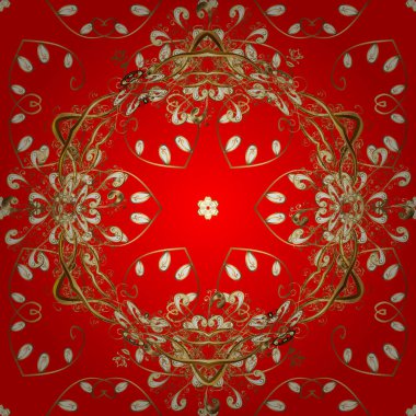 Kusursuz klasik vektör kırmızı, kahverengi ve altın desenli. Klasik klasik klasik arka plan. Geleneksel oryantasyon süsü.